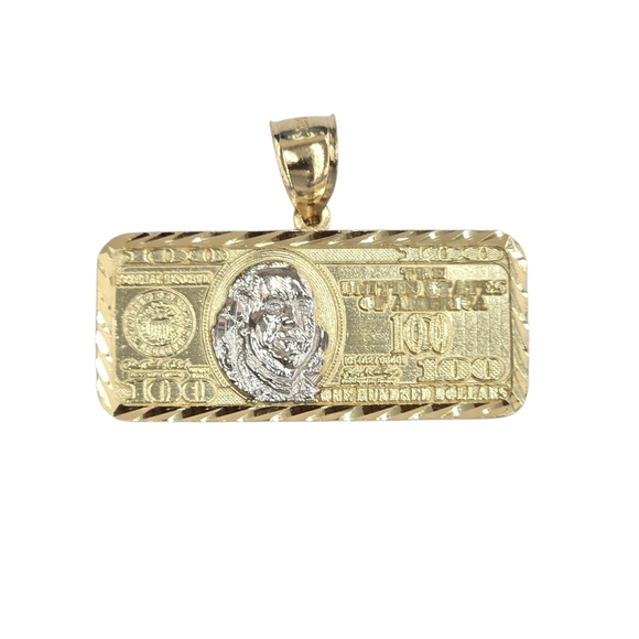 10kt Real Gold $100 Bill Pendant